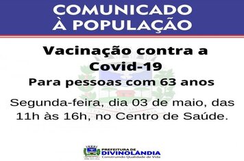 Vacinação contra Covid-19 para pessoas com 63 anos